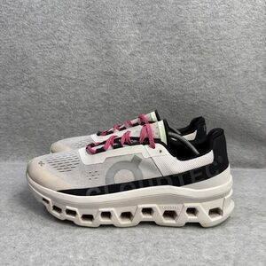 On Running Shoes Mens Size 9.5 CloudMonster White Black Athletic Sneakers 2094